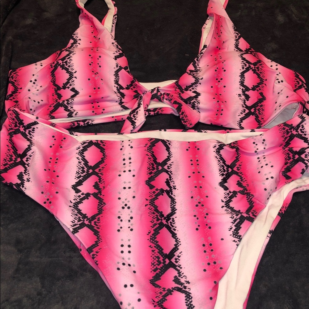 Hot Pink SnakeSkin print Bikini